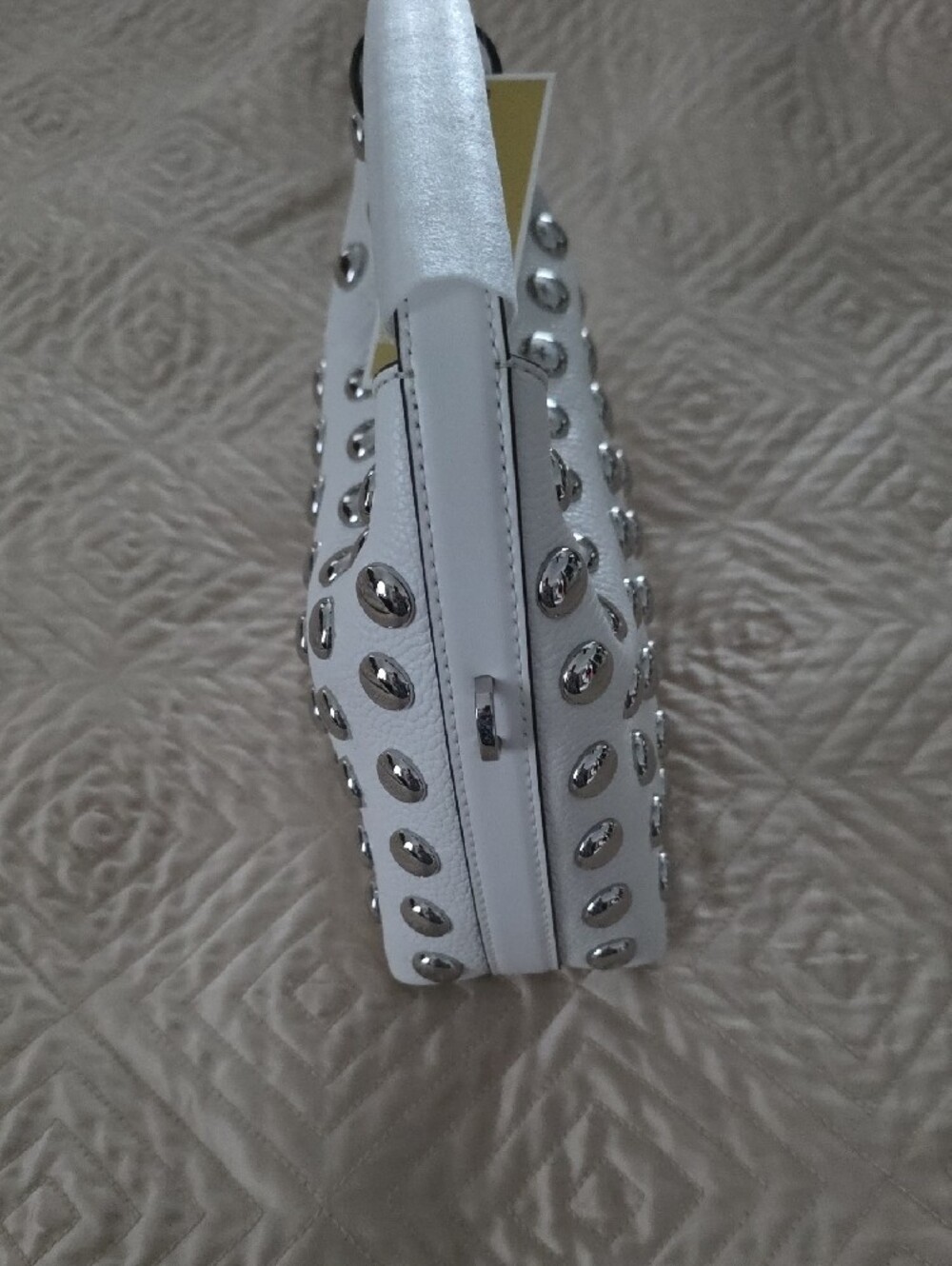 MICHAEL KORS White Studded Pebbled Leather Mini Bag - Picture 7 of 16